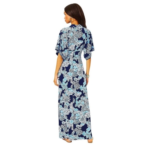 Lilly Pulitzer Wisteria V-Neck Maxi Dress in Low Tidy Navy NWT - Size 8 - Picture 5 of 11